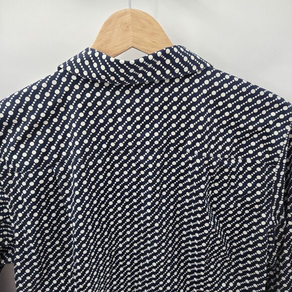 Talbots Petites Navy White Polka Dots Cotton Button Down Shirt Size 14P - Picture 3 of 11